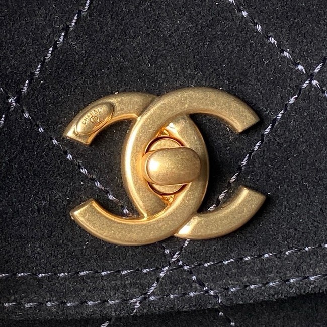 CHANEL Suede Calfskin Shoulder Bag AS5883 black