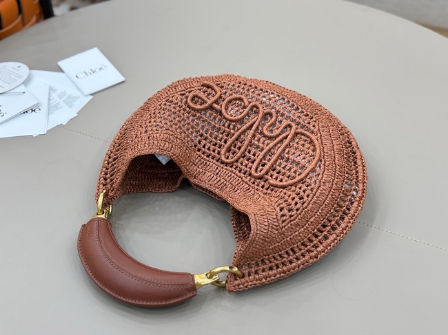 Chloe SUMMER straw and leather tote bag 1668 brown