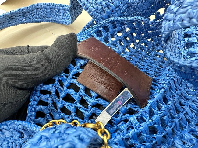 Chloe SUMMER straw and leather tote bag 0824P blue