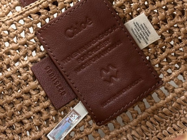 Chloe SUMMER straw and leather tote bag 1668 Apricot