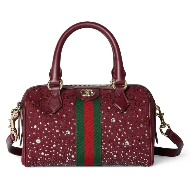 Gucci Ophidia crystals small boston bag 841294 Rosso Ancora red