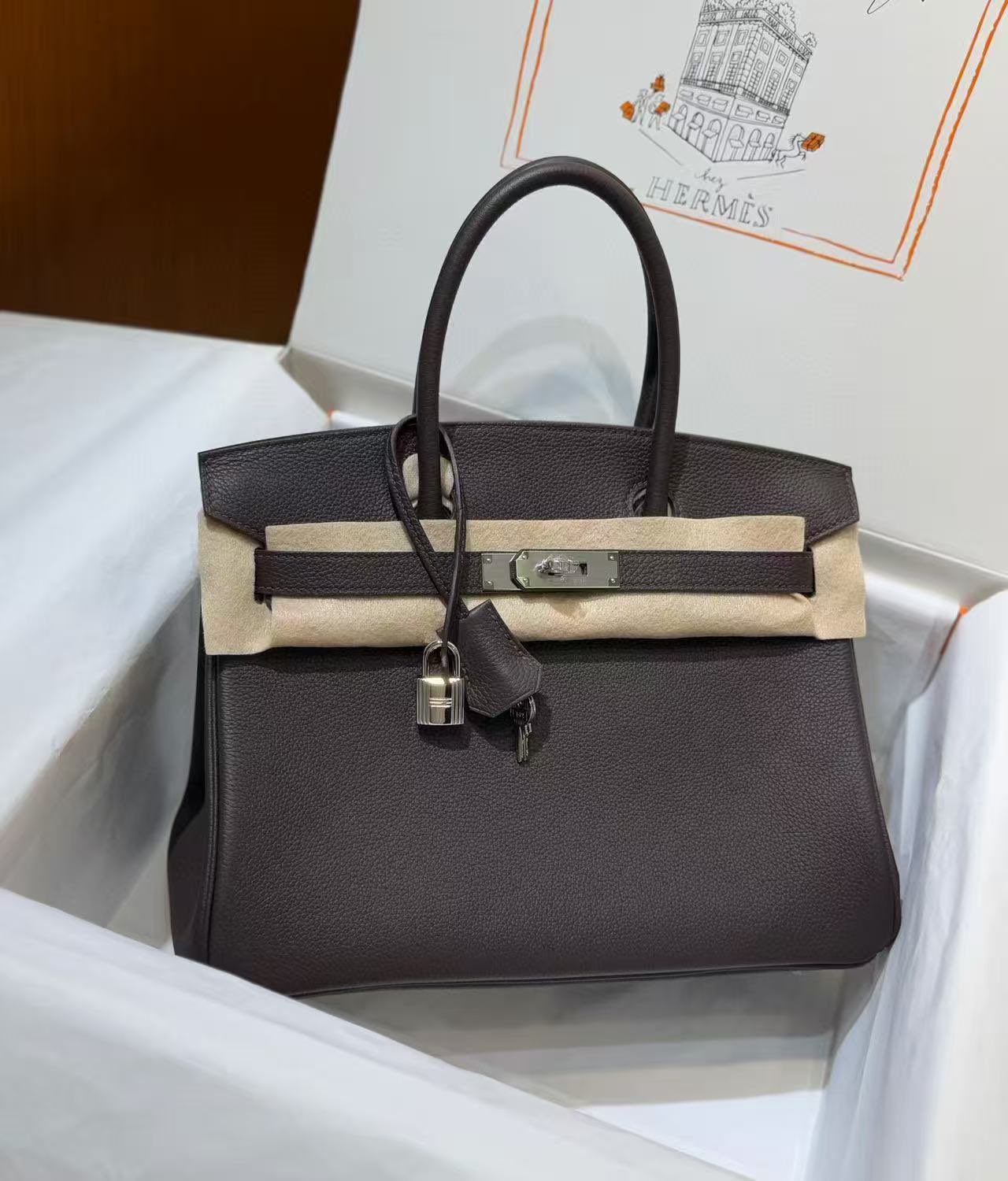 Hermes Original Togo Leather HB30O Coffee Hermes Original Togo Leather HB30O Coffee