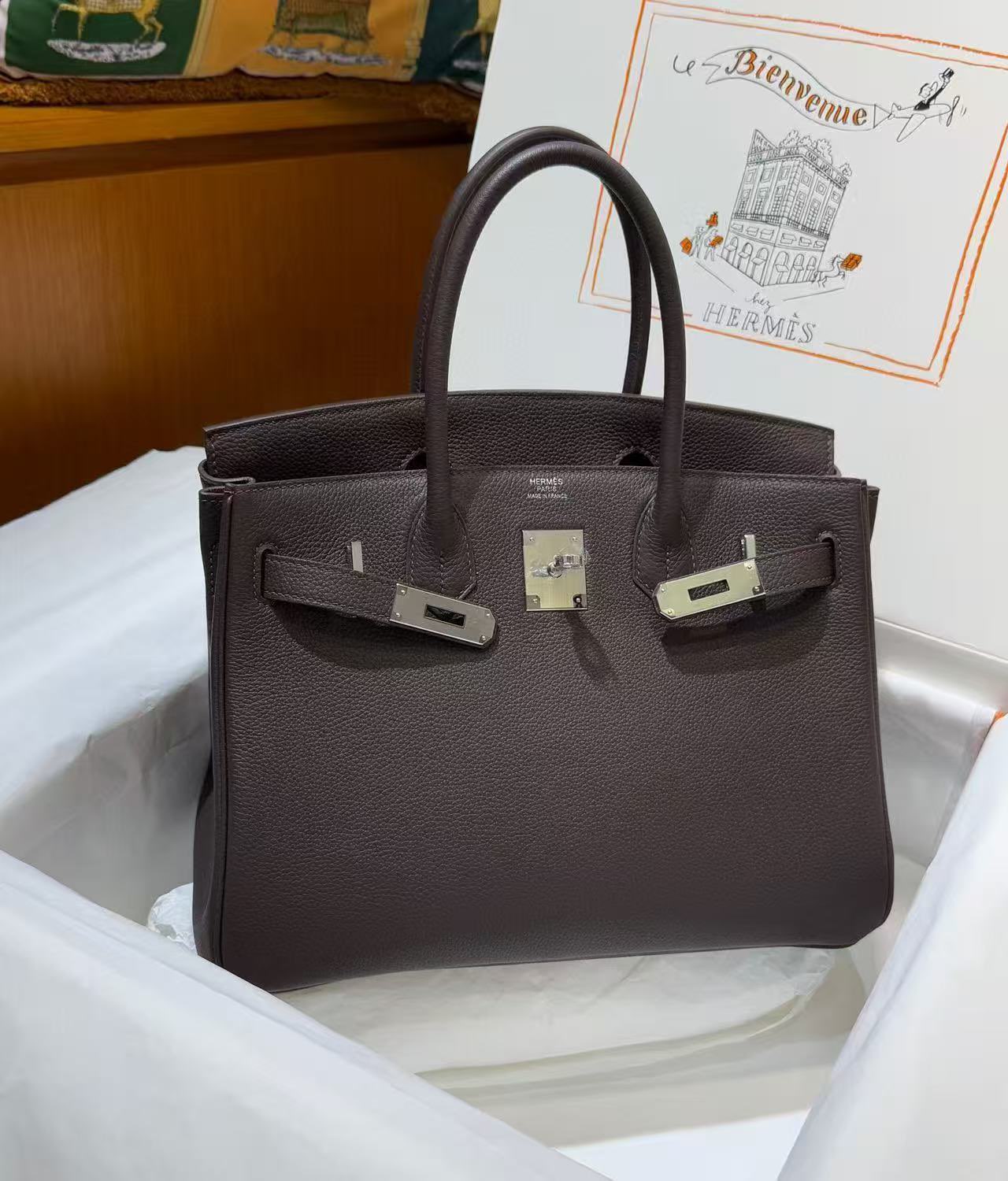 Hermes Original Togo Leather HB30O Coffee Hermes Original Togo Leather HB30O Coffee