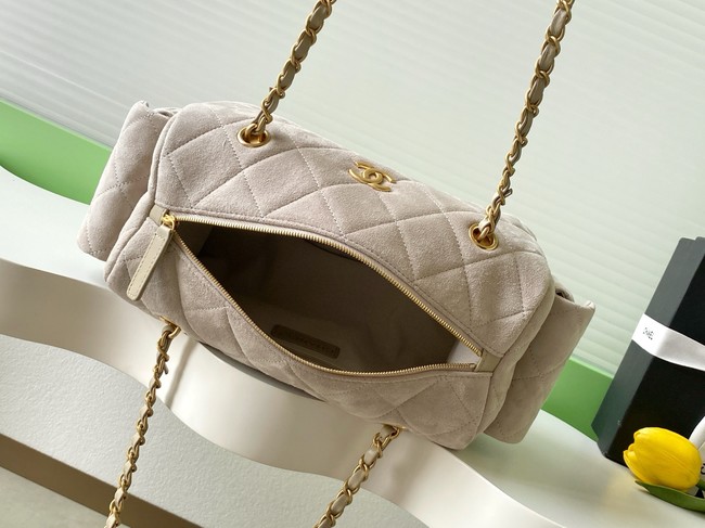 Chanel velvet Small Bowling Bag AS5792 Cream