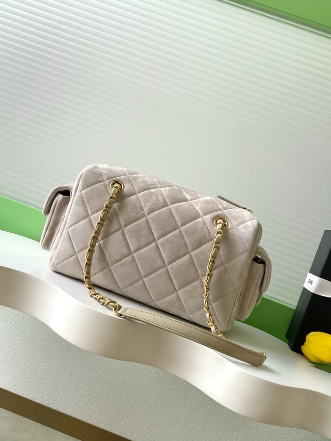 Chanel velvet Small Bowling Bag AS5792 Cream