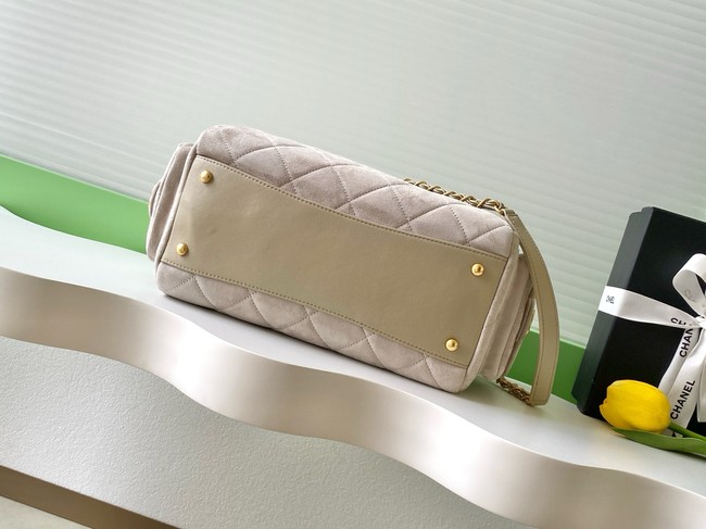 Chanel velvet Small Bowling Bag AS5792 Cream