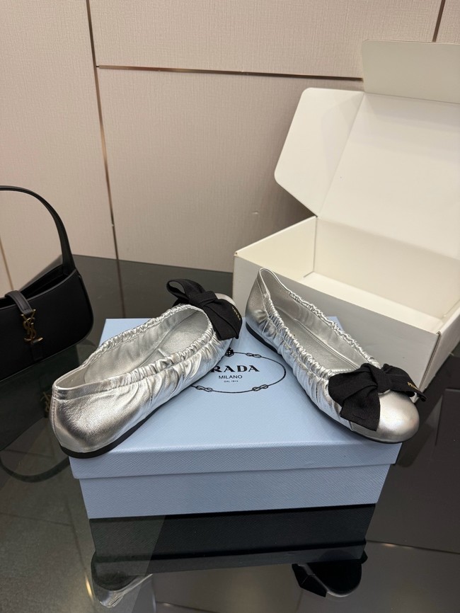 Prada Mordore nappa leather ballerinas with bow 55723-2