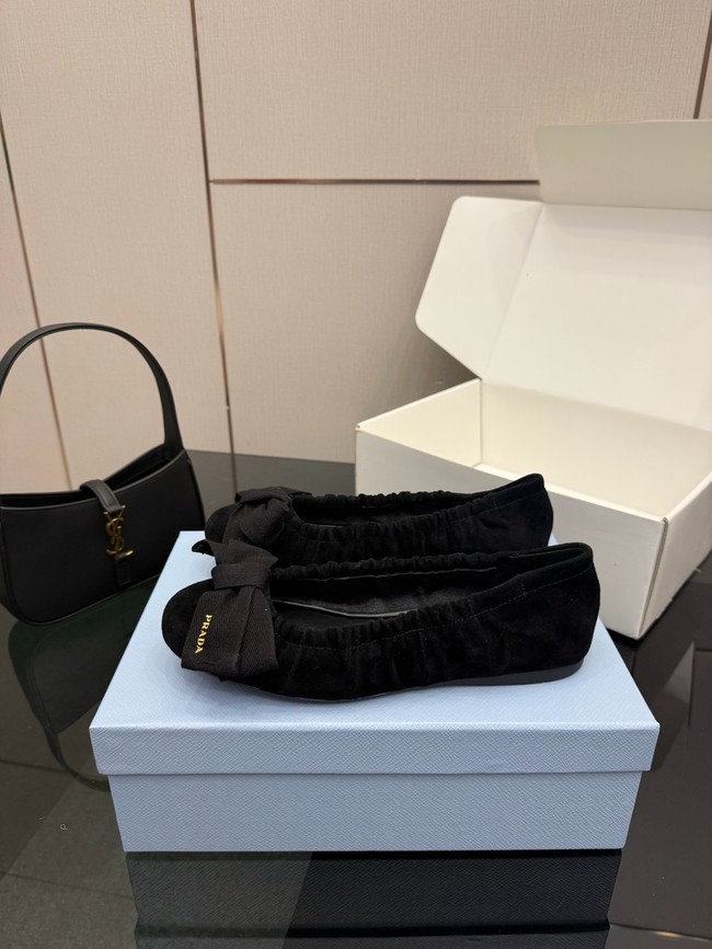 Prada Mordore nappa leather ballerinas with bow 55723-6
