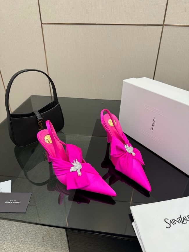 Saint Laurent AMALIA slingback pumps in satin crepe Heel 10.5CM 55726-2