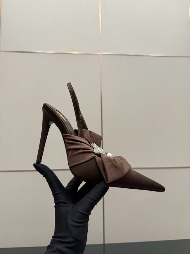 Saint Laurent AMALIA slingback pumps in satin crepe Heel 10.5CM 55726-5