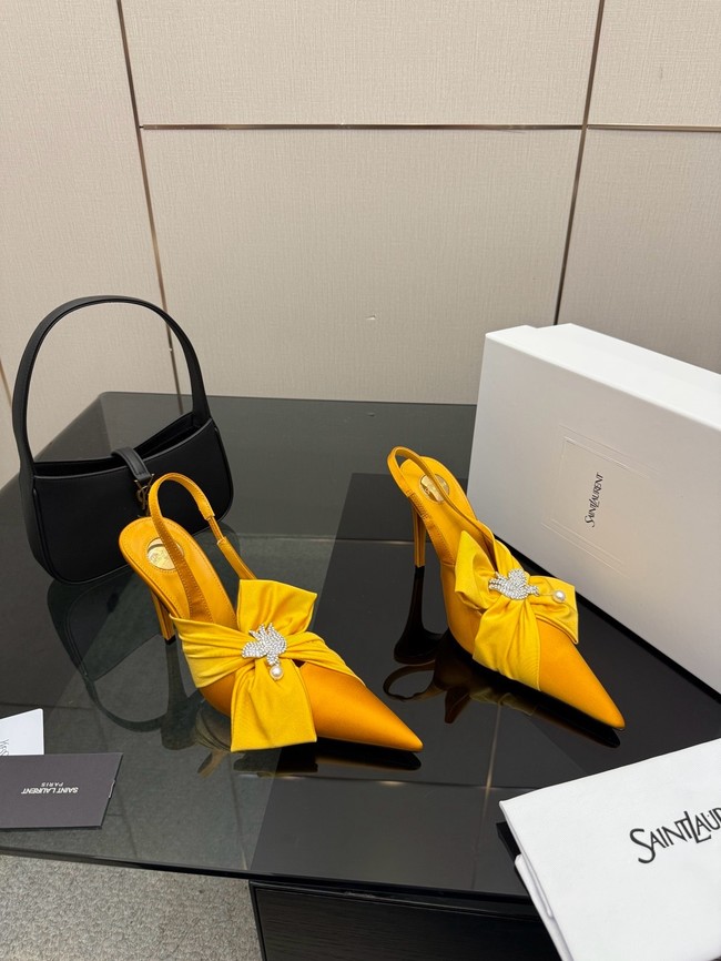 Saint Laurent AMALIA slingback pumps in satin crepe Heel 10.5CM 55726-8