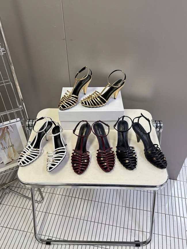 CELINE CAGE STRAPPY SANDAL IN LAMINATED LAMBSKIN 36657-1