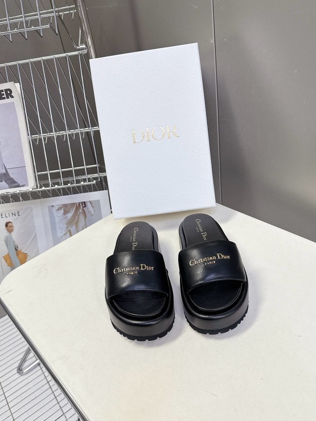 Dior D-Lane Platform Slide Black Padded Lambskin KCO497LA