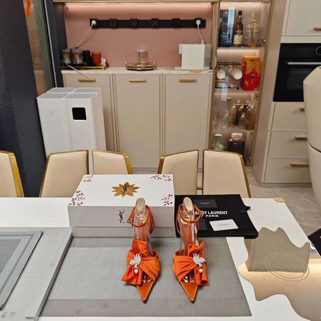 Saint Laurent AMALIA slingback pumps in satin crepe Heel 10.5CM 35964-1