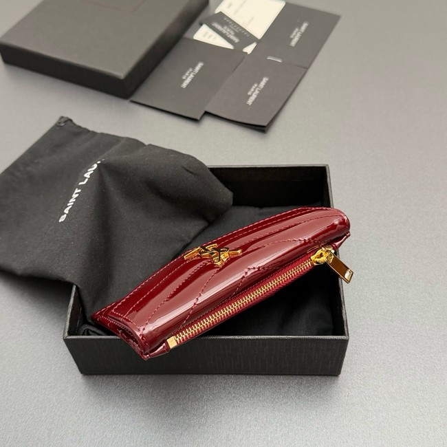 SAINT LAURENT UPTOWN FLAP CARD CASE IN GRAIN DE POUDRE LEATHER 612808-3