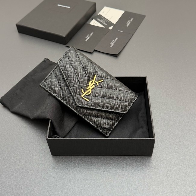 SAINT LAURENT UPTOWN FLAP CARD CASE IN GRAIN DE POUDRE LEATHER 612808-4