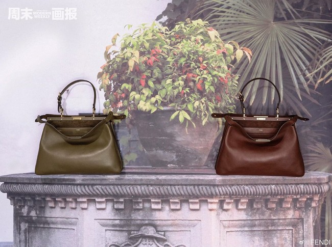 FENDI Way Medium Cowhide Bag 8BN367 wine red