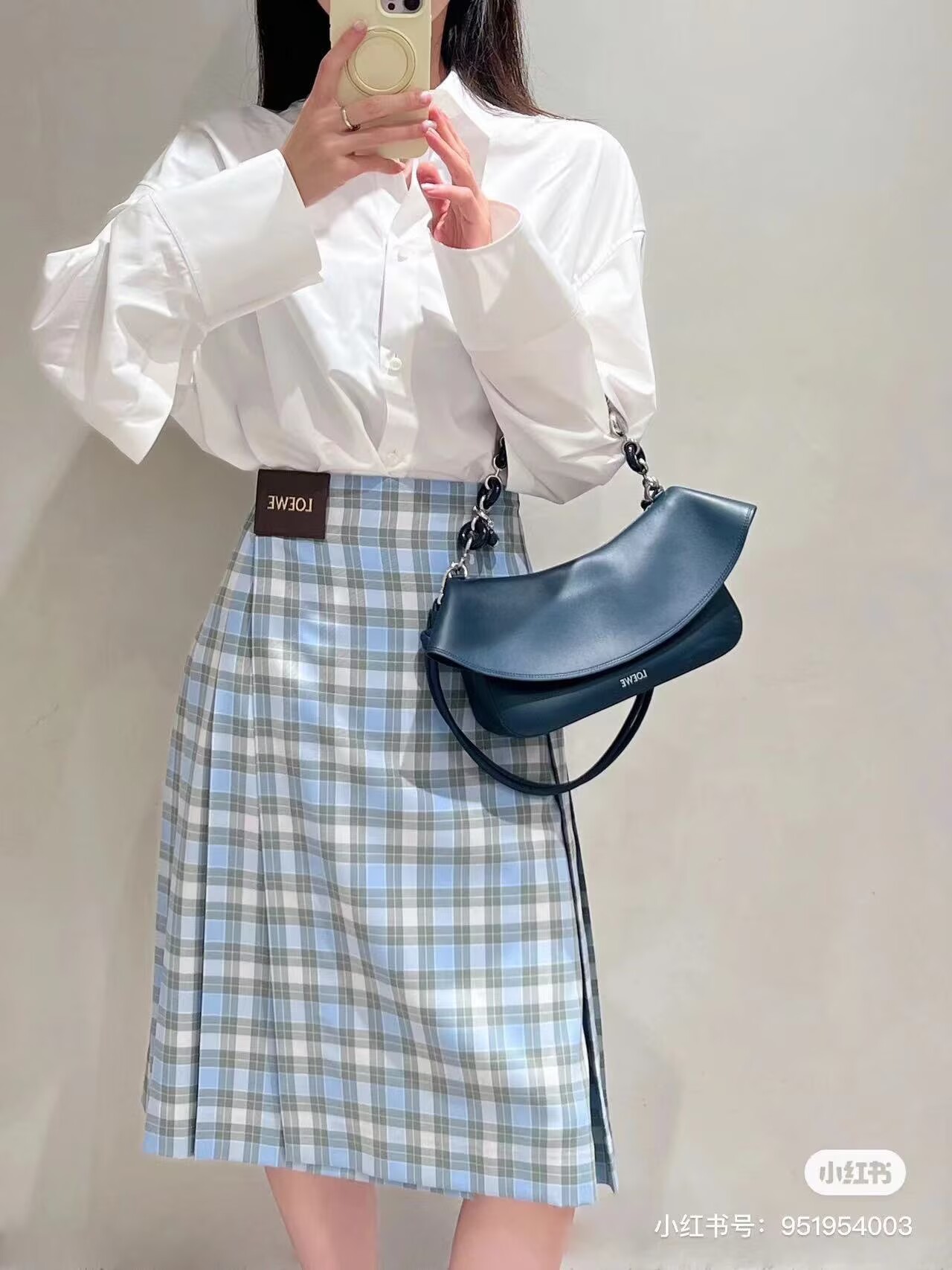 Loewe Ola Original Leather Fashion Handbag L53012 Navy