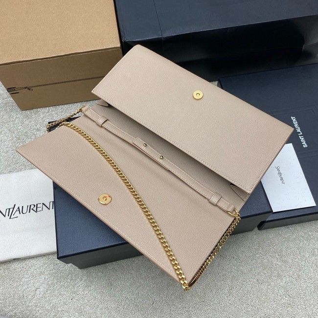 SAINT LAURENT KATE clutch in grain de poudre leather 851921 DARK BEIGE