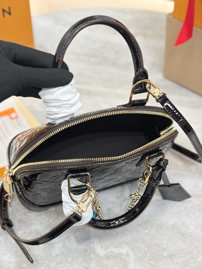 Louis Vuitton Monogram Vernis Alma BB Tote Bag M91606 dark brown