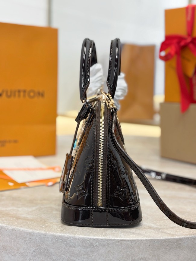 Louis Vuitton Monogram Vernis Alma BB Tote Bag M91606 dark brown