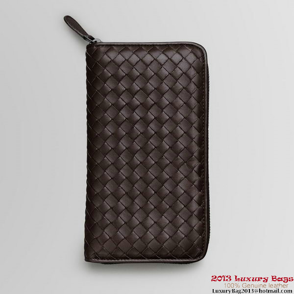 Bottega Veneta 275064 V001N 2040 Intrecciato Nappa Zip Around Wallet Ebano