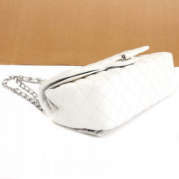 Chanel 2.55 Series Flap Bag A01112 White Leather Silver Hardware