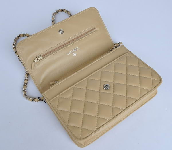 Chanel Lambskin Leather Flap Bag A33814 Apricot Silver