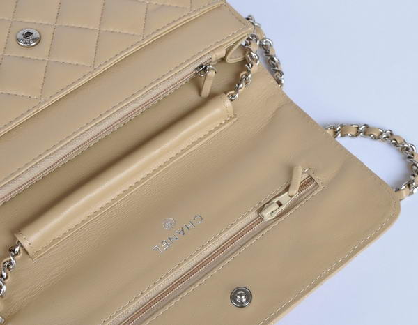 Chanel Lambskin Leather Flap Bag A33814 Apricot Silver