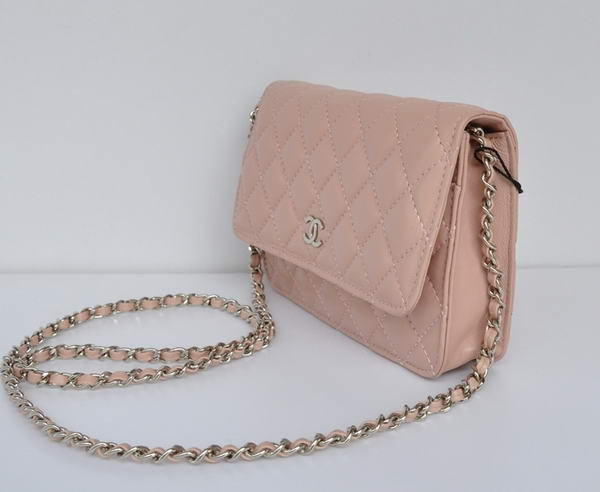 Chanel Lambskin Leather Flap Bag A33814 Pink Silver