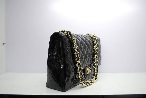 Chanel Maxi Double Flaps Bag A36098 Black Original Patent Leather Gold