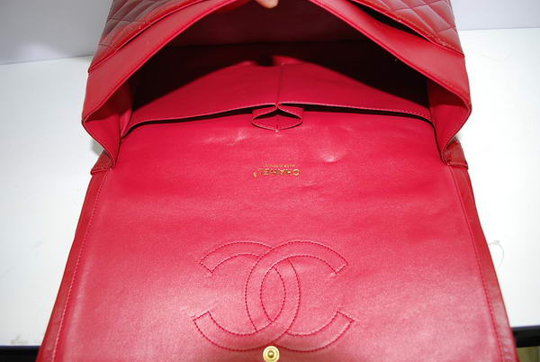 Chanel Maxi Double Flaps Bag A36098 Red Original Patent Leather Gold