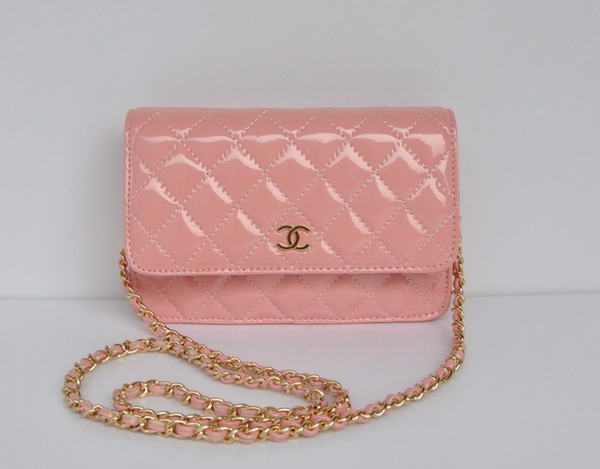 Chanel Patent Leather Flap Bag A33814 Pink Gold