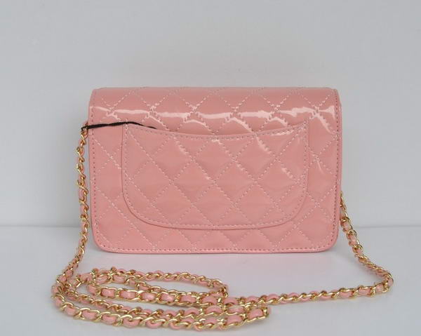 Chanel Patent Leather Flap Bag A33814 Pink Gold