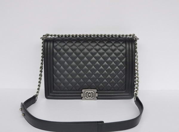 Chanel A67087 Black Sheepskin Leather Le Boy Flap Shoulder Bag