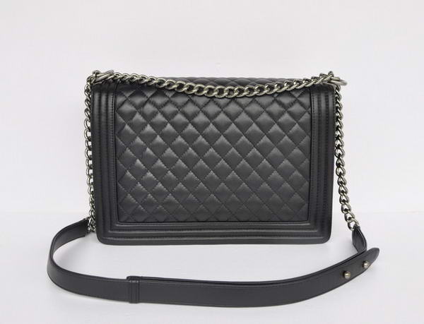 Chanel A67087 Black Sheepskin Leather Le Boy Flap Shoulder Bag