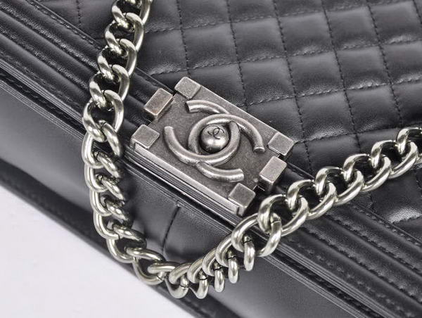 Chanel A67087 Black Sheepskin Leather Le Boy Flap Shoulder Bag