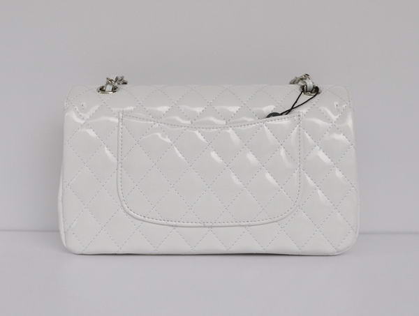 buy Cheap Chanel 2.55 Series White Patent Leather Flap Bag Silver Hardware