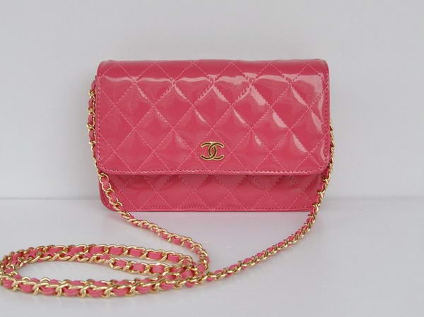 Top Quality Chanel A33814 Peach Patent Leather Flap Bag Gold