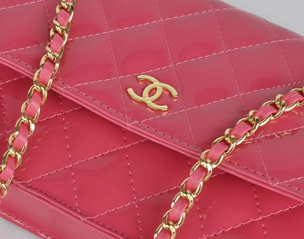 Top Quality Chanel A33814 Peach Patent Leather Flap Bag Gold