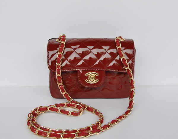 Wholesale Chanel Classic mini Flap Bag 1115 Bordeaux Patent Gold Hardware