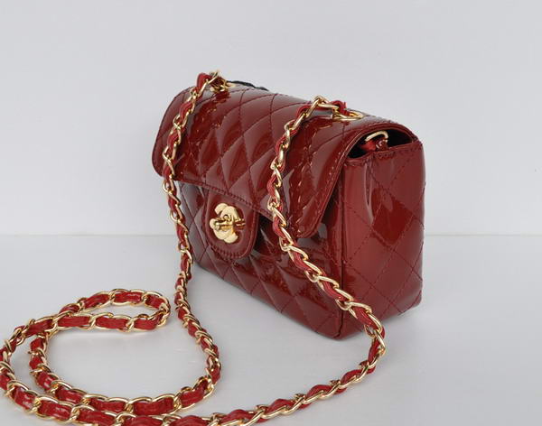 Wholesale Chanel Classic mini Flap Bag 1115 Bordeaux Patent Gold Hardware