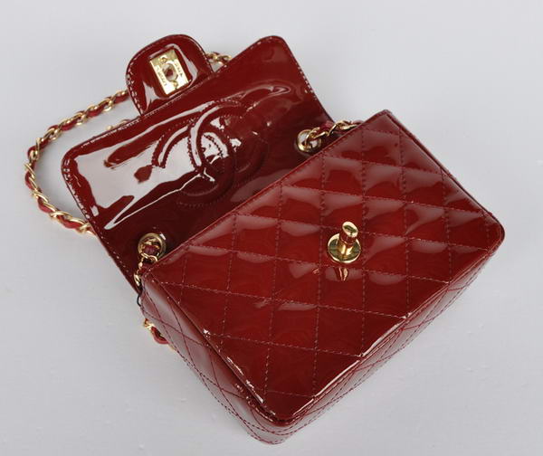 Wholesale Chanel Classic mini Flap Bag 1115 Bordeaux Patent Gold Hardware