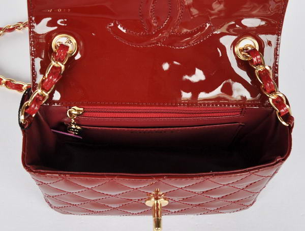 Wholesale Chanel Classic mini Flap Bag 1115 Bordeaux Patent Gold Hardware