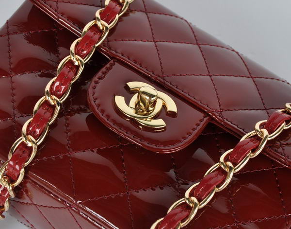 Wholesale Chanel Classic mini Flap Bag 1115 Bordeaux Patent Gold Hardware