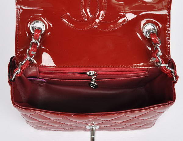 buy Cheap Chanel Classic mini Flap Bag 1115 Bordeaux Patent Silver Hardware