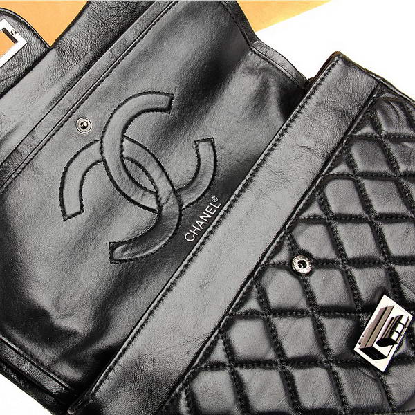 Chanel Classic Bags A40711 Black Lambskin Leather Silver