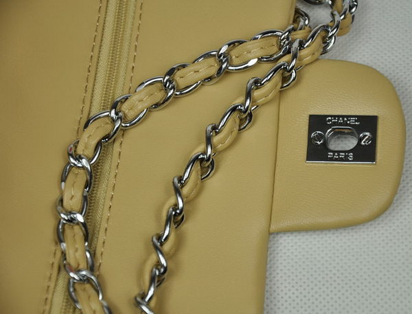 Chanel Classic Flap Bag 1112 Apricot Leather Silver Hardware