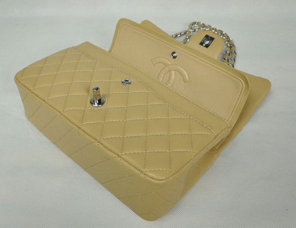 Chanel Classic Flap Bag 1112 Apricot Leather Silver Hardware