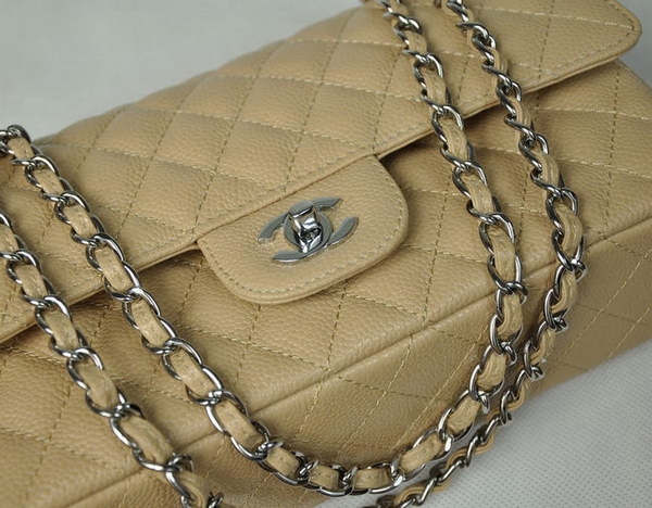 Chanel 2.55 Quilted Flap Bag 1112 Apricot with Silver Hardware